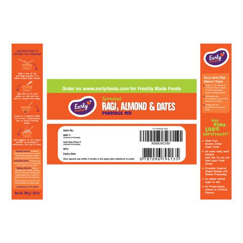 Sprouted Ragi Almond Date Porridge Mix