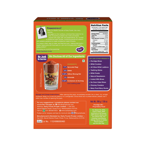 Sprouted Ragi Almond Date Porridge Mix