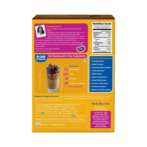 Whole Wheat Almond Date Porridge Mix